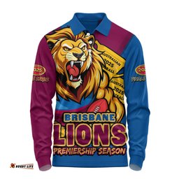 Amazing Aussie Brisbane Lions Australian Football Finals Premiership Spirit Long Sleeve Polo Shirt