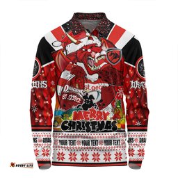 Amazing Aussie St. George Illawarra Dragons Christmas Custom Dragons Santa Aussie Big Things Long Sleeve Polo Shirt
