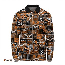 Amazing Aussie Wests Tigers Team Of Us Die Hard Fan Supporters Comic Style Long Sleeve Polo Shirt