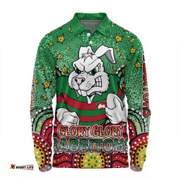 Amazing Aussie South Sydney Rabbitohs Custom With Aboriginal Inspired Style Of Dot Painting Patterns  Long Sleeve Polo Shirt