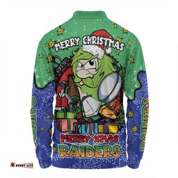 Amazing Aussie Canberra Raiders Christmas Custom Merry Christmas Our Beloved Team With Aboriginal Dot Art Pattern Long Sleeve Polo Shirt