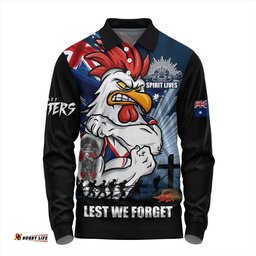 Amazing Aussie Sydney Roosters Fearless ANZAC Defender Long Sleeve Polo Shirt