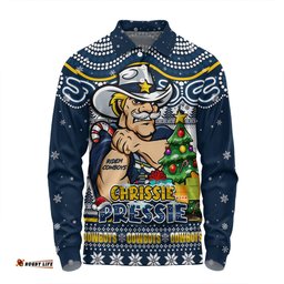 Amazing Aussie North Queensland Cowboys Aussie Ugly Christmas For Die Hard Fan Supporters Long Sleeve Polo Shirt