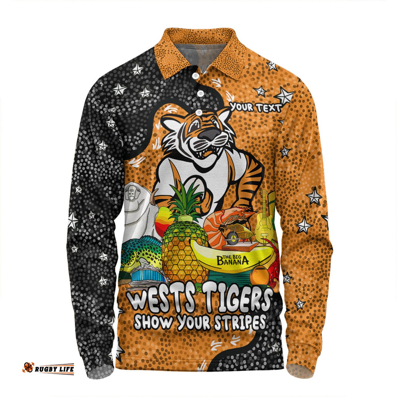 Amazing Aussie Wests Tigers Custom Australian Big Things Long Sleeve Polo Shirt