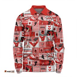 Amazing Aussie St. George Illawarra Dragons Team Of Us Die Hard Fan Supporters Comic Style Long Sleeve Polo Shirt