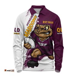 Amazing Aussie Queensland Maroons Battleborn Maroons Long Sleeve Polo Shirt