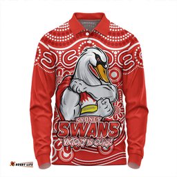 Amazing Aussie Sydney Swans Aboriginal Inspired Tough Fan Football For Life Long Sleeve Polo Shirt