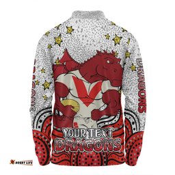 Amazing Aussie St. George Illawarra Dragons Custom Custom With Aboriginal Inspired Style Of Dot Painting Patterns  Long Sleeve Polo Shirt