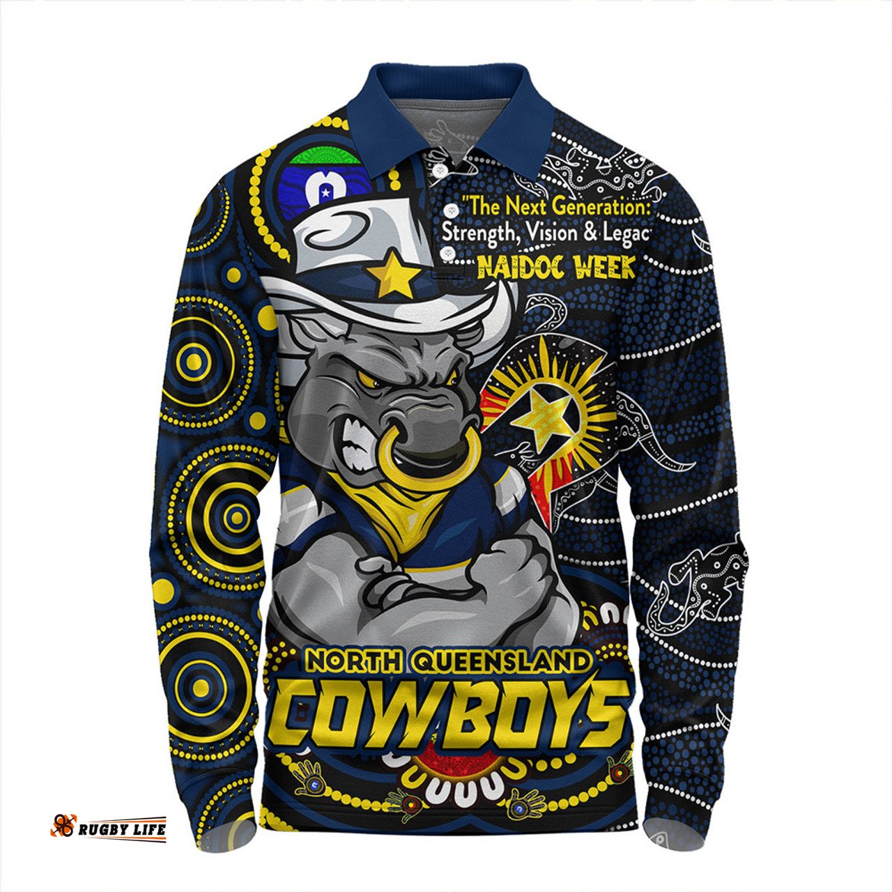 Amazing Aussie North Queensland Cowboys Spirit Of NAIDOC Series Long Sleeve Polo Shirt