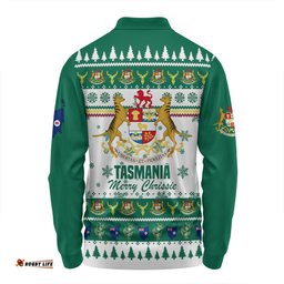 Amazing Aussie Tasmania Christmas Merry Chrissie Long Sleeve Polo Shirt