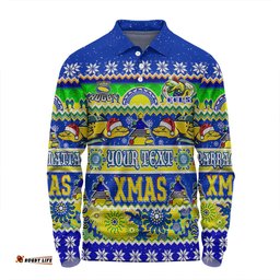 Amazing Aussie Parramatta Eels Christmas Aboriginal Custom Indigenous Knitted Ugly Xmas Style Long Sleeve Polo Shirt