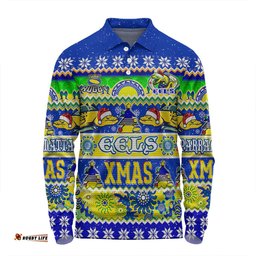 Amazing Aussie Parramatta Eels Christmas Aboriginal Custom Indigenous Knitted Ugly Xmas Style Long Sleeve Polo Shirt