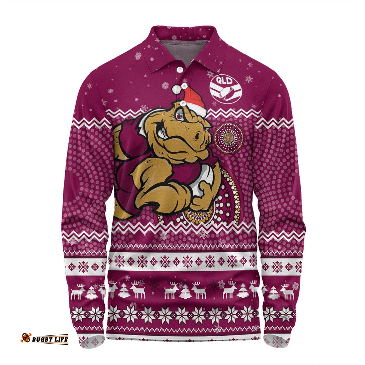 Amazing Aussie Queensland Cane Toads Christmas Custom Ugly Xmas And Aboriginal Patterns For Die Hard Fan Long Sleeve Polo Shirt