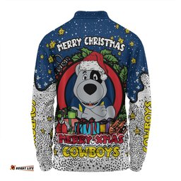 Amazing Aussie North Queensland Cowboys Christmas Custom Merry Christmas Our Beloved Team With Aboriginal Dot Art Pattern Long Sleeve Polo Shirt