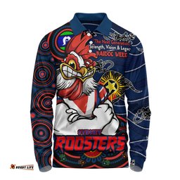 Amazing Aussie Sydney Roosters Spirit Of NAIDOC Series Long Sleeve Polo Shirt
