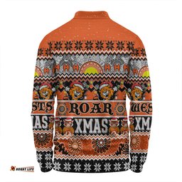 Amazing Aussie Wests Tigers Christmas Aboriginal Custom Indigenous Knitted Ugly Xmas Style Long Sleeve Polo Shirt