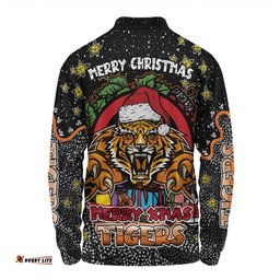 Amazing Aussie Wests Tigers Christmas Custom Merry Christmas Our Beloved Team With Aboriginal Dot Art Pattern Long Sleeve Polo Shirt