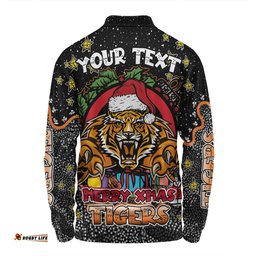 Amazing Aussie Wests Tigers Christmas Custom Merry Christmas Our Beloved Team With Aboriginal Dot Art Pattern Long Sleeve Polo Shirt