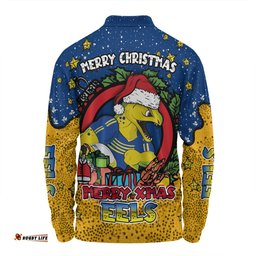 Amazing Aussie Parramatta Eels Christmas Custom Merry Christmas Our Beloved Team With Aboriginal Dot Art Pattern Long Sleeve Polo Shirt