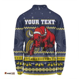 Amazing Aussie North Queensland Cowboys Christmas Custom Ugly Xmas And Aboriginal Patterns For Die Hard Fan Long Sleeve Polo Shirt