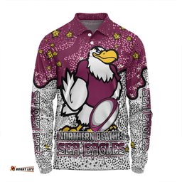 Amazing Aussie Manly Warringah Sea Eagles Team With Dot And Star Patterns For Tough Fan Long Sleeve Polo Shirt
