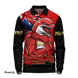 Amazing Aussie Redcliffe Dolphins Heart Of A Fighter Tough And Fearless Long Sleeve Polo Shirt