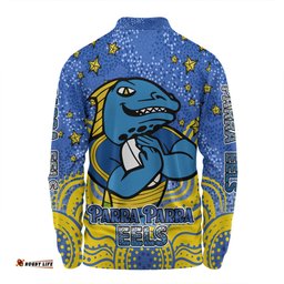 Amazing Aussie Parramatta Eels Custom Custom With Aboriginal Inspired Style Of Dot Painting Patterns  Long Sleeve Polo Shirt