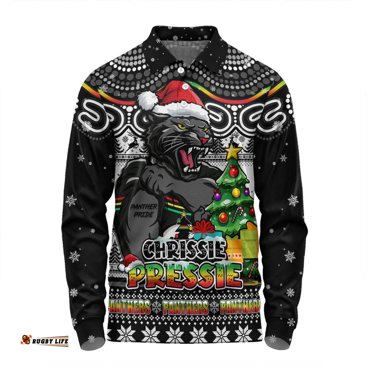 Amazing Aussie Penrith Panthers Aussie Ugly Christmas For Die Hard Fan Supporters Long Sleeve Polo Shirt