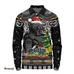 Amazing Aussie Penrith Panthers Aussie Ugly Christmas For Die Hard Fan Supporters Long Sleeve Polo Shirt