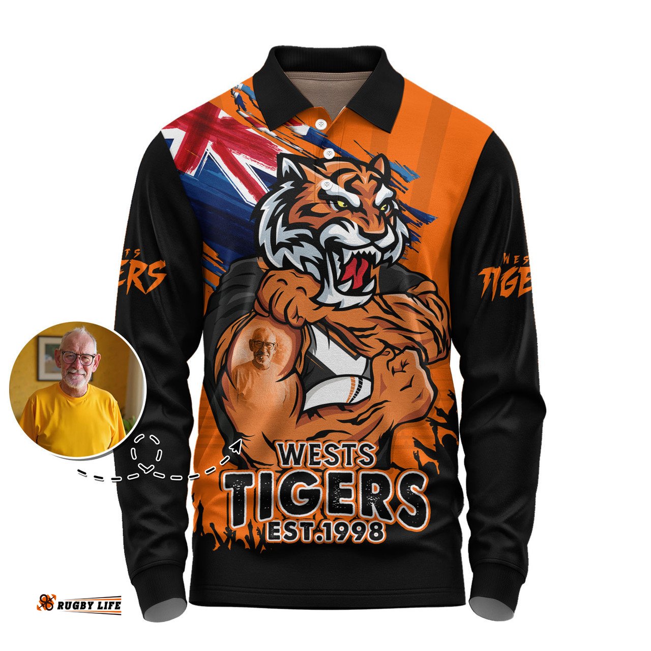 Amazing Aussie Wests Tigers Heart Of A Fighter Tough And Fearless Long Sleeve Polo Shirt