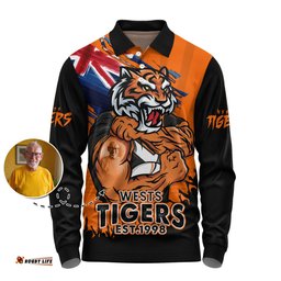 Amazing Aussie Wests Tigers Heart Of A Fighter Tough And Fearless Long Sleeve Polo Shirt
