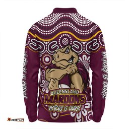 Amazing Aussie Queensland Maroons Aboriginal Inspired Tough Fan Rugby For Life Long Sleeve Polo Shirt
