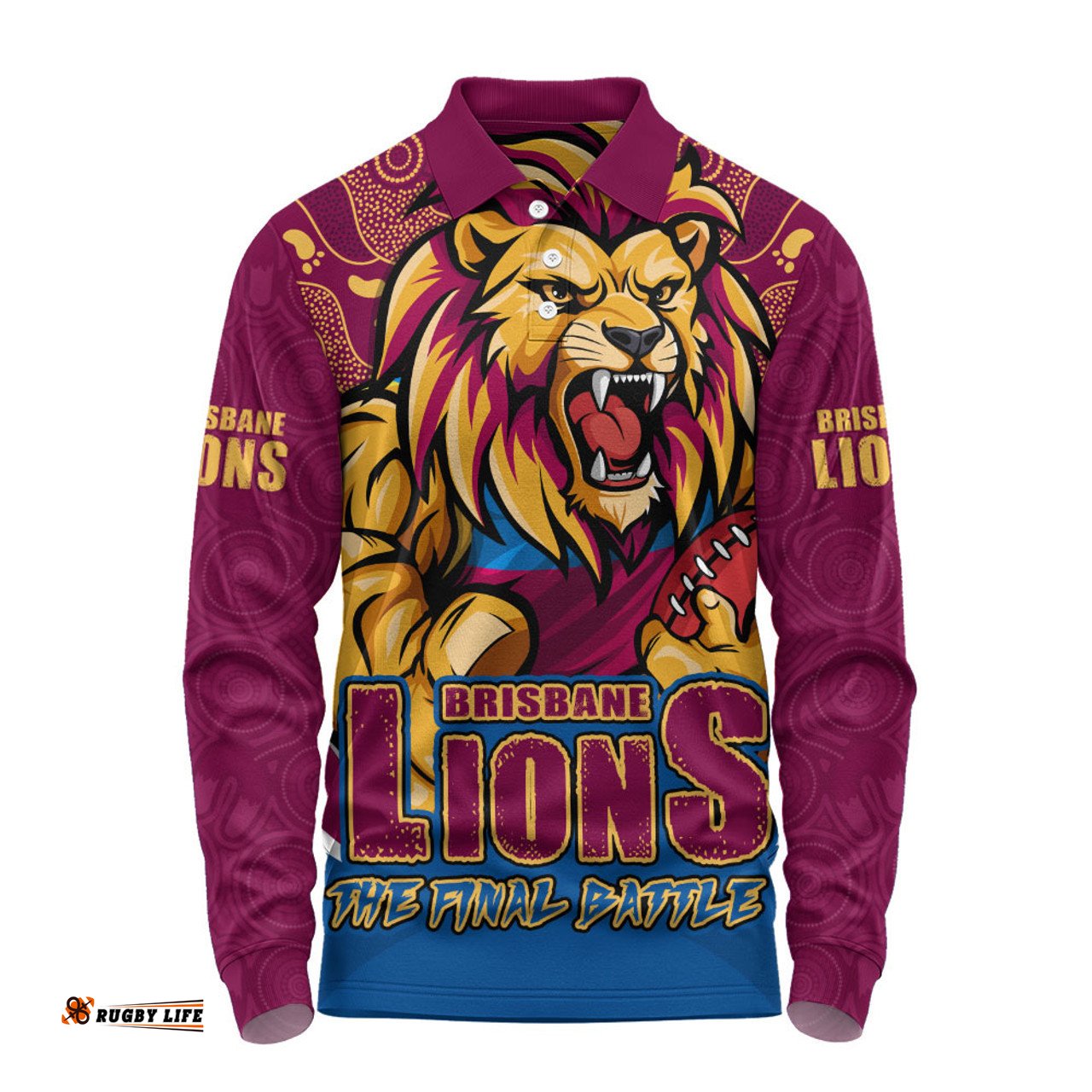Amazing Aussie Brisbane Lions Final Clash Battle Edition Long Sleeve Polo Shirt