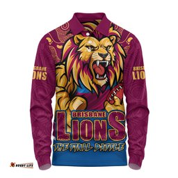Amazing Aussie Brisbane Lions Final Clash Battle Edition Long Sleeve Polo Shirt