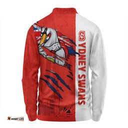 Amazing Aussie Sydney Swans Burning Passion Of Power Scratch Style Long Sleeve Polo Shirt