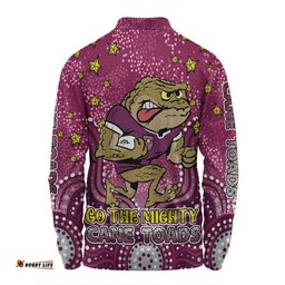 Amazing Aussie Queensland Cane Toads Custom Custom With Aboriginal Inspired Style Of Dot Painting Patterns  Long Sleeve Polo Shirt