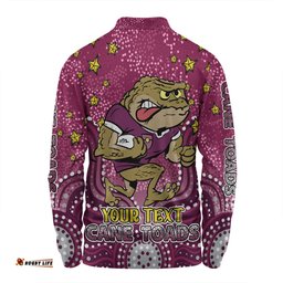 Amazing Aussie Queensland Cane Toads Custom Custom With Aboriginal Inspired Style Of Dot Painting Patterns  Long Sleeve Polo Shirt