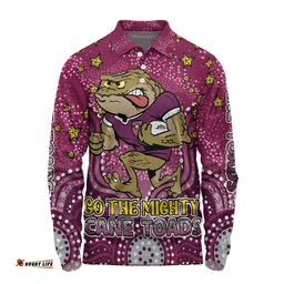 Amazing Aussie Queensland Cane Toads Custom Custom With Aboriginal Inspired Style Of Dot Painting Patterns  Long Sleeve Polo Shirt