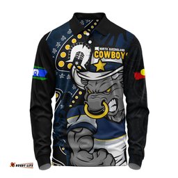 Amazing Aussie North Queensland Cowboys NAIDOC Indigenous Warrior Spirit Long Sleeve Polo Shirt