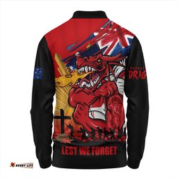Amazing Aussie St. George Illawarra Dragons Fearless ANZAC Defender Long Sleeve Polo Shirt