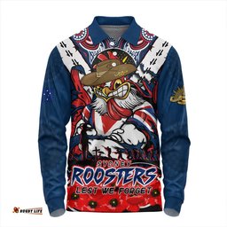Amazing Aussie Sydney Roosters Ripped Legacy Of The Game The ANZAC Spirit Lives On Long Sleeve Polo Shirt