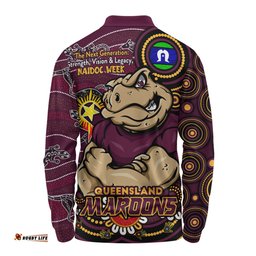 Amazing Aussie Queensland Maroons Spirit Of NAIDOC Series Long Sleeve Polo Shirt
