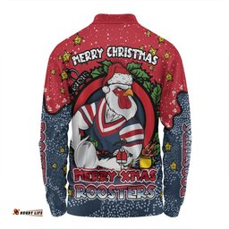 Amazing Aussie Sydney Roosters Christmas Custom Merry Christmas Our Beloved Team With Aboriginal Dot Art Pattern Long Sleeve Polo Shirt