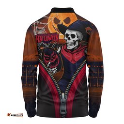 Amazing Aussie Melbourne Halloween Night Reaper Zipper Long Sleeve Polo Shirt