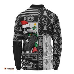 Amazing Aussie Collingwood Merry Christmas Knit Style Festive Spirit Long Sleeve Polo Shirt
