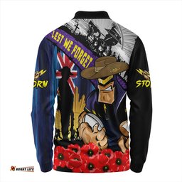 Amazing Aussie Melbourne Storm United In Spirit Anzac Day Tribute Long Sleeve Polo Shirt