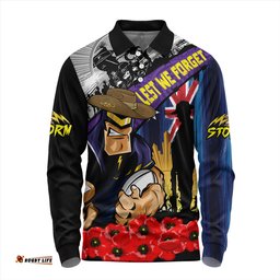 Amazing Aussie Melbourne Storm United In Spirit Anzac Day Tribute Long Sleeve Polo Shirt