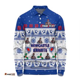 Amazing Aussie Newcastle Knights Christmas Custom Special Ugly Christmas Long Sleeve Polo Shirt