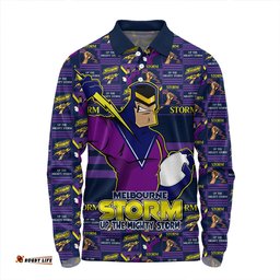 Amazing Aussie Melbourne Storm Champion���s Pride Comic Style Long Sleeve Polo Shirt