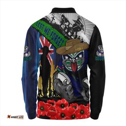 Amazing Aussie New Zealand Warriors United In Spirit Anzac Day Tribute Long Sleeve Polo Shirt